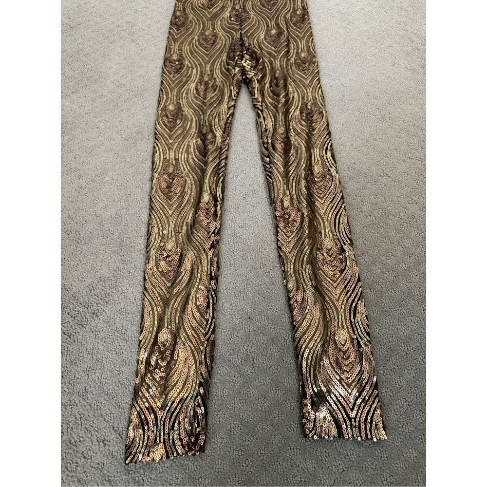Gianni Bini Gold Silver Sequins Part Pants Leggings XS - Picture 3 of 6